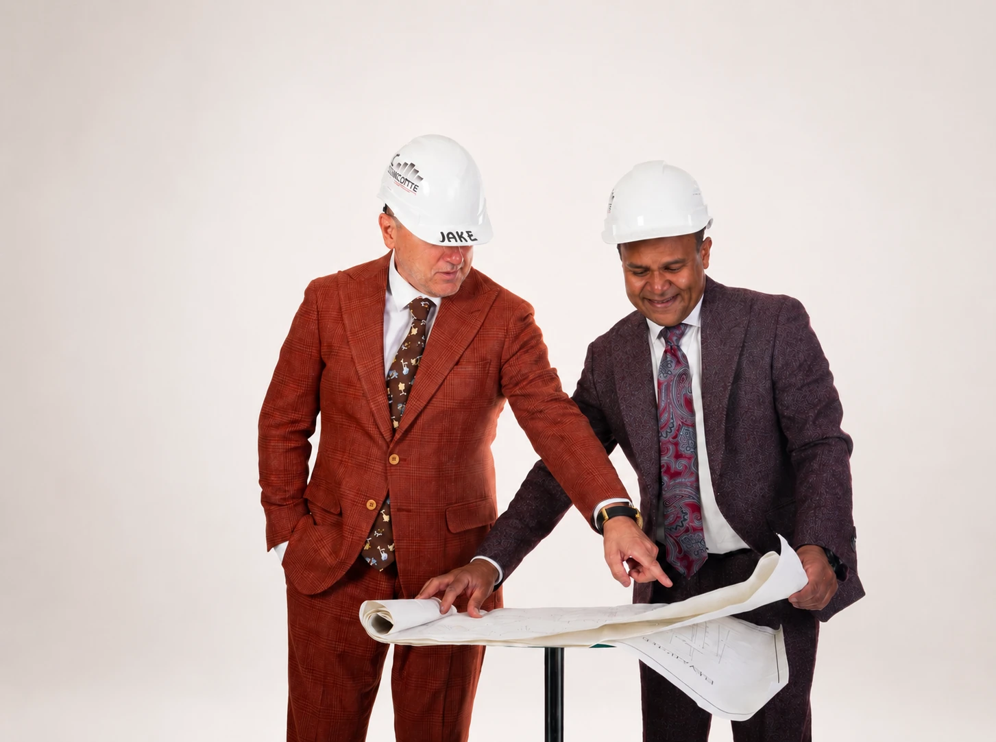 Jake Pedler and Sheldon Khan reviewing development drawings